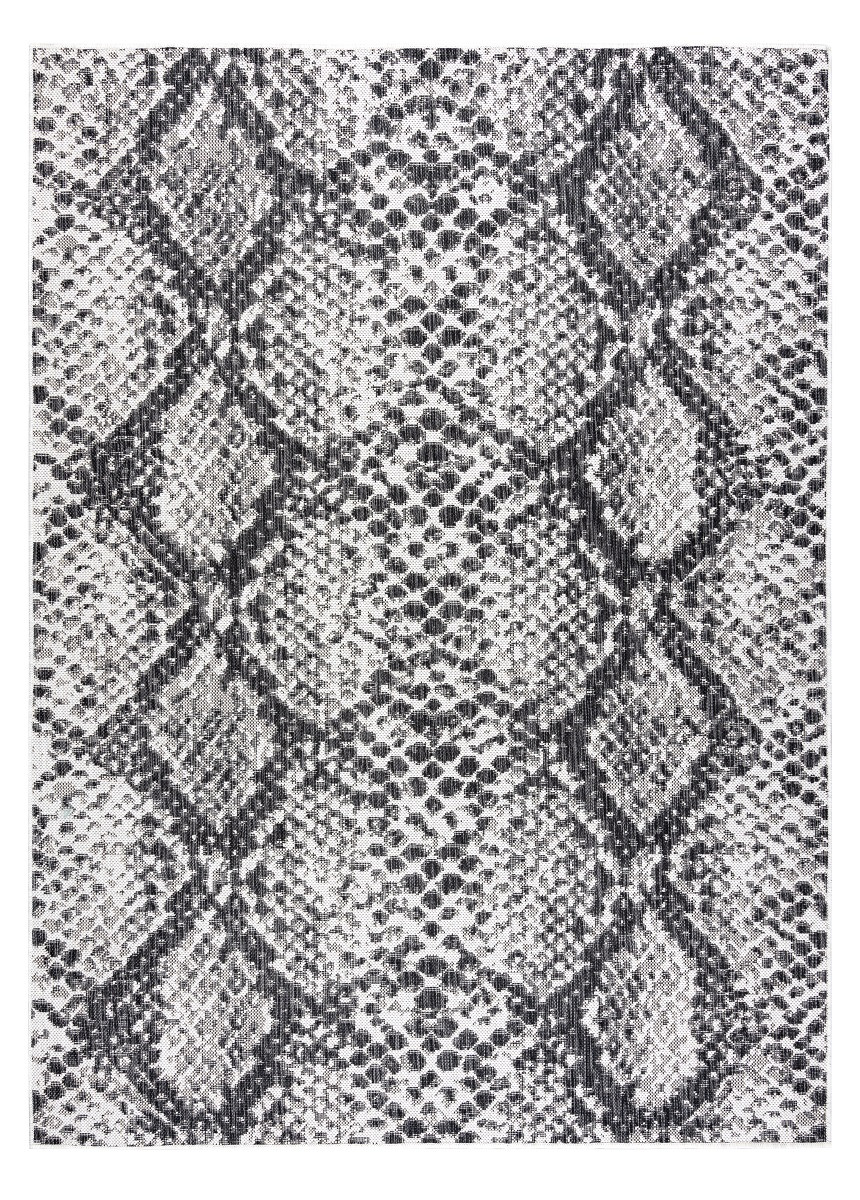 Dywany Łuszczów, Kusový koberec Sion Sisal Snake`s skin 22162 ecru/black – na von aj na doma, 200x290, šedá, chodba / predsieň