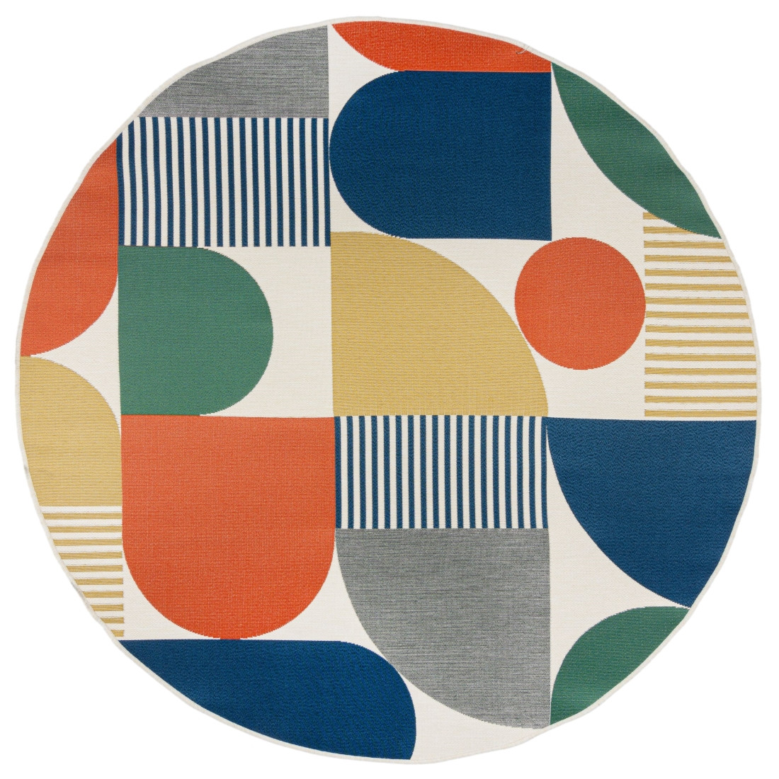 Flair Rugs, Kusový koberec Dauntless Geo Fusion Ochre – na von aj na doma, 160x160 (priemer) kruh, viacfarebná, chodba / predsieň
