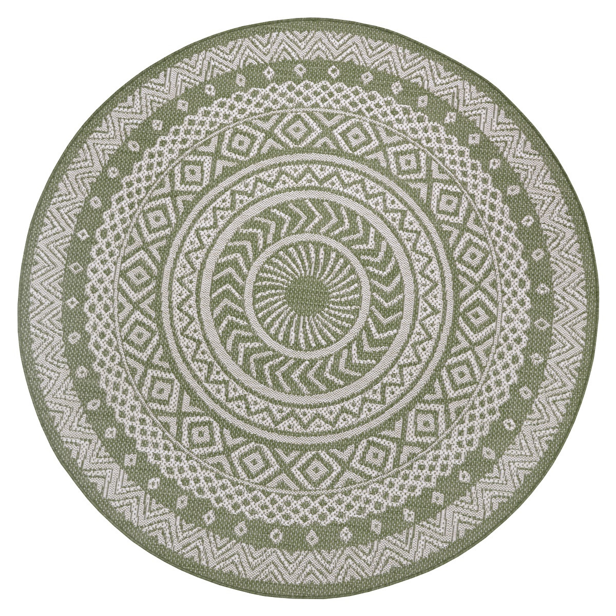 AKCIA: 120x120 (průměr) kruh cm Kusový koberec Flatweave 104858 Green / Cream – na von aj na doma