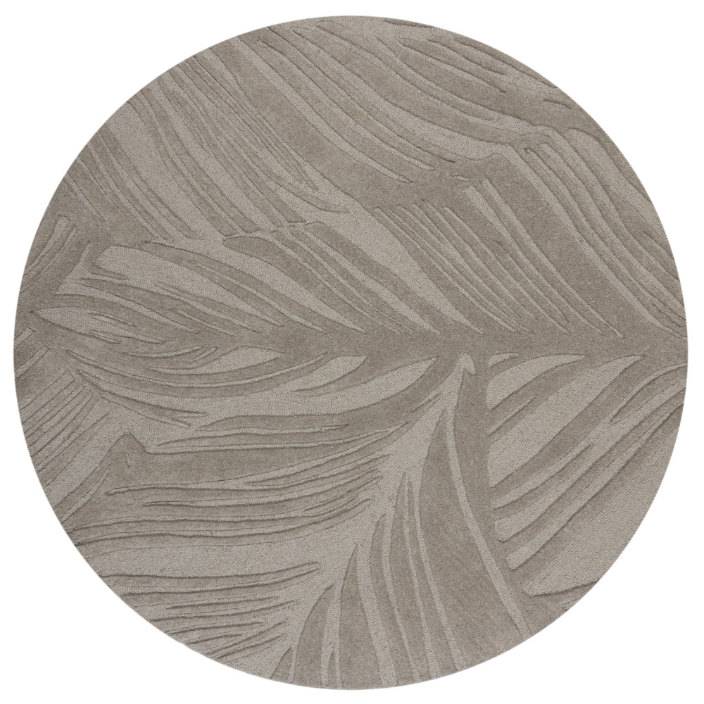 Flair Rugs, Kusový koberec Solace Lino Leaf Grey kruh, 160x160 (priemer) kruh, šedá, obývacia izba