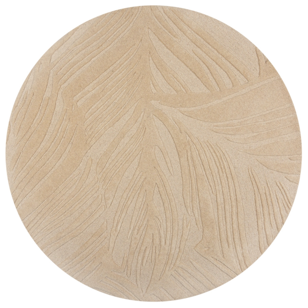 Flair Rugs, Kusový koberec Solace Lino Leaf Natural kruh, 160x160 (priemer) kruh, béžová, obývacia izba