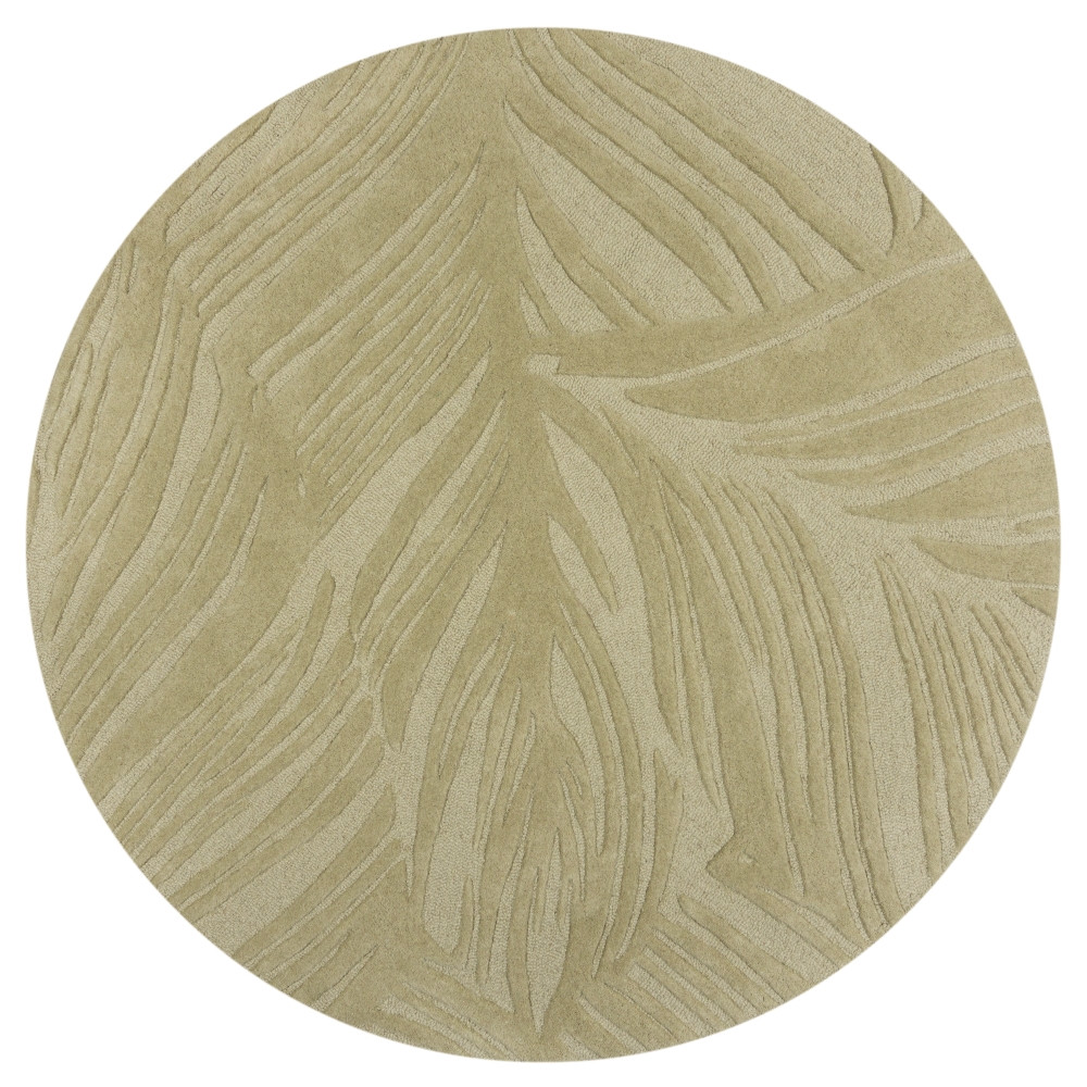 Flair Rugs, Kusový koberec Solace Lino Leaf Sage kruh, 160x160 (priemer) kruh, zelená, obývacia izba