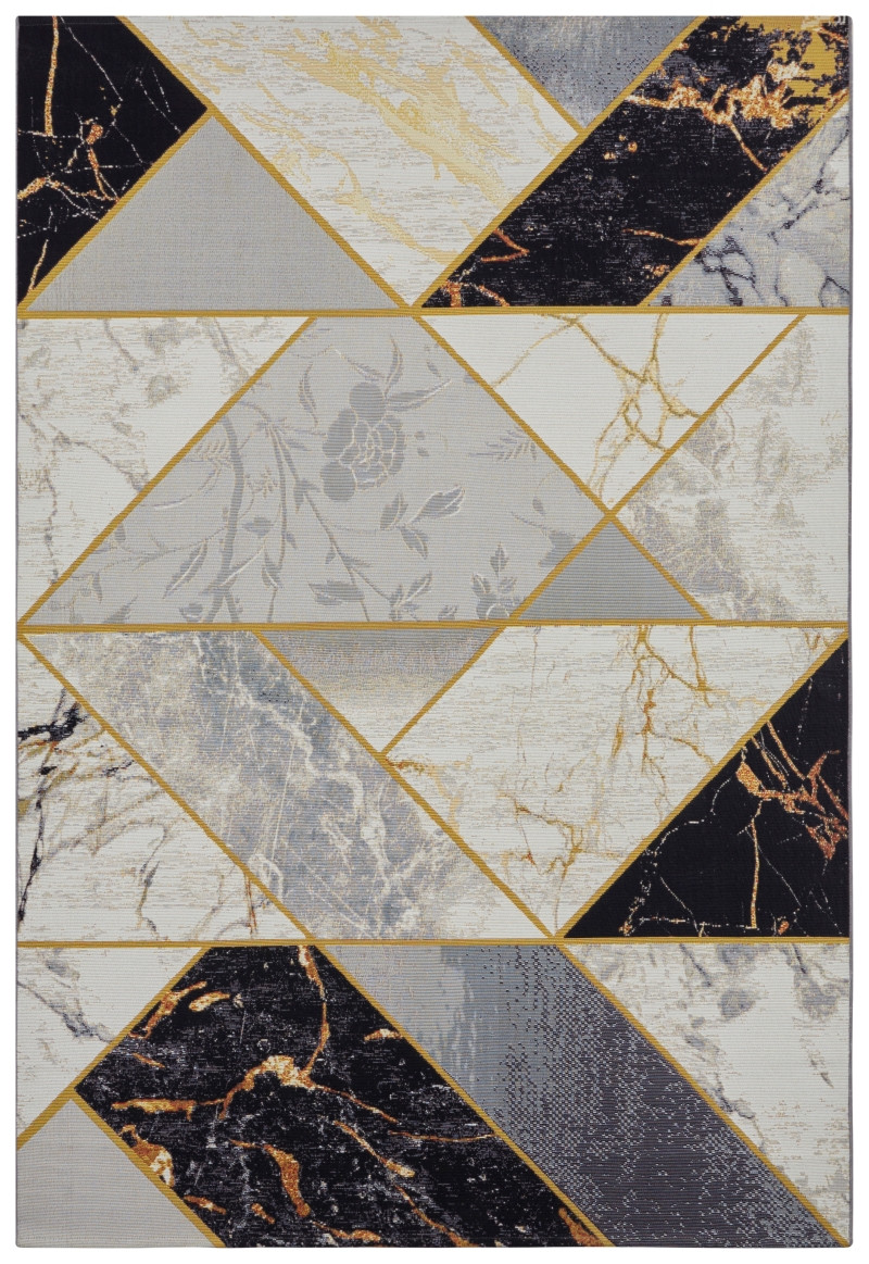 Kusový koberec Flair 105610 Noble Black Grey Gold – na von aj na doma - 80x165 cm Hanse Home Collection koberce 