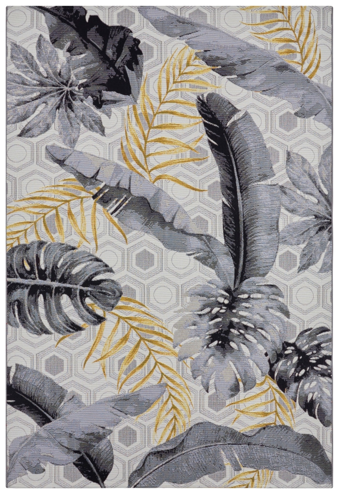 Hanse Home, Kusový koberec Flair 105612 Gold Leaves Multicolored – na von aj na doma, 120x180, žltá, chodba / predsieň
