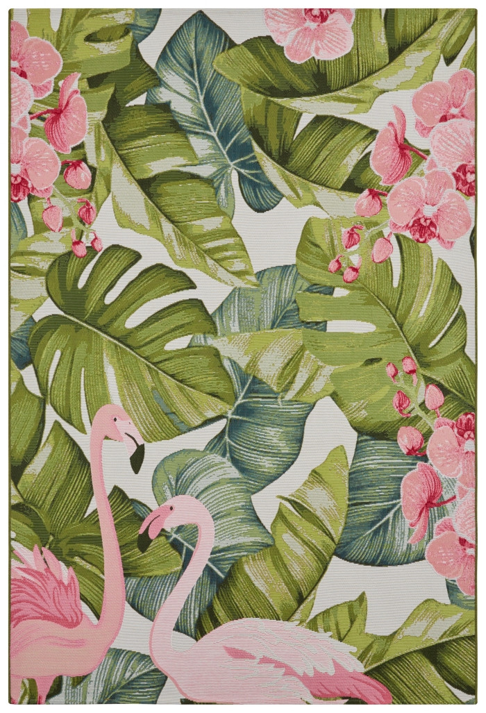 Hanse Home, Kusový koberec Flair 105614 Tropical Flamingo Multicolored – na von aj na doma, 80x165, viacfarebná, chodba / predsieň