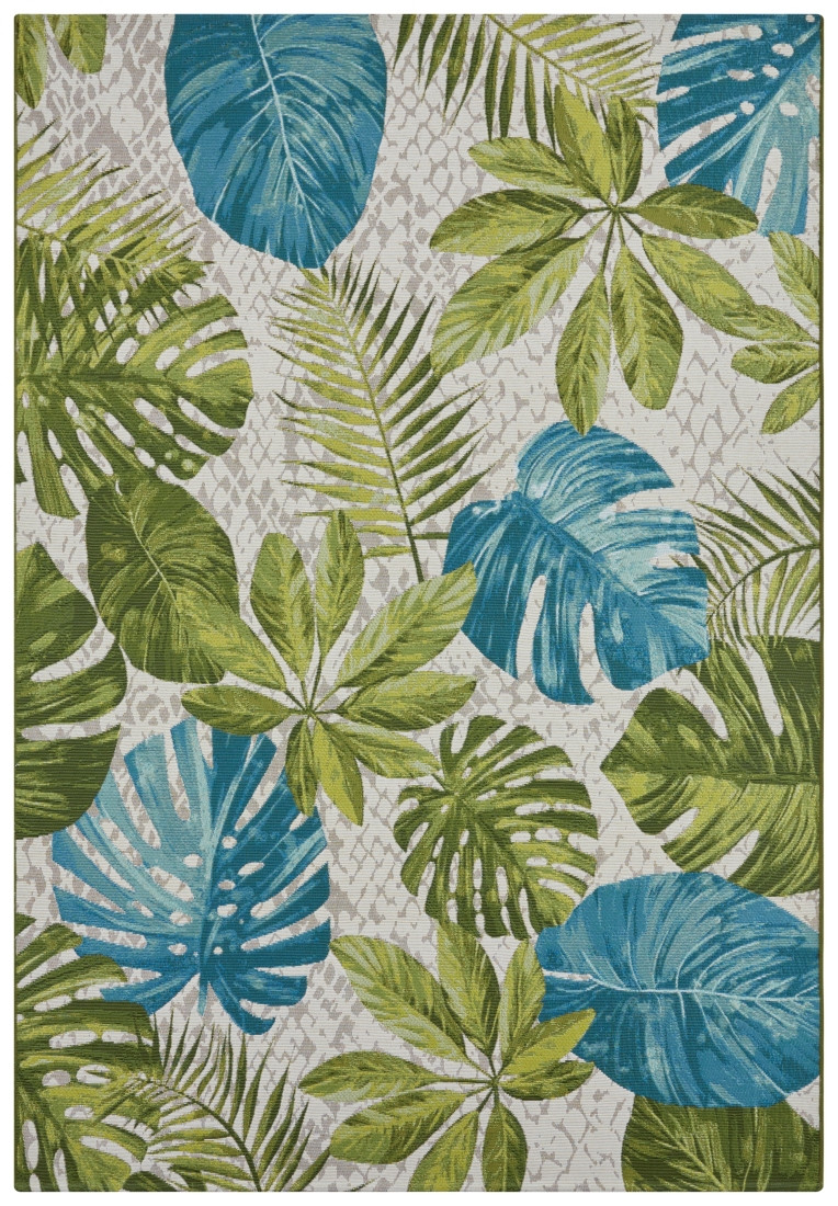 Hanse Home, Kusový koberec Flair 105617 Tropical Leaves Turqouise Green – na von aj na doma, 80x165, viacfarebná, chodba / predsieň