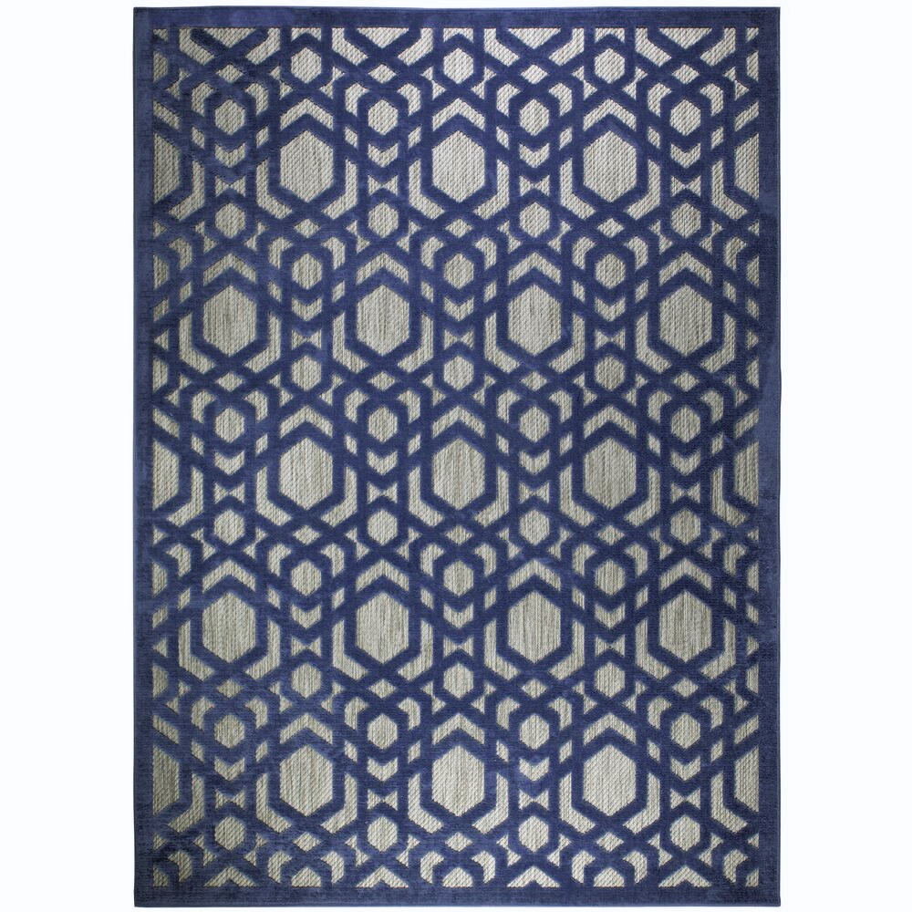 Flair Rugs, Kusový koberec Piatto Oro Blue – na von aj na doma, 80x150, modrá, chodba / predsieň
