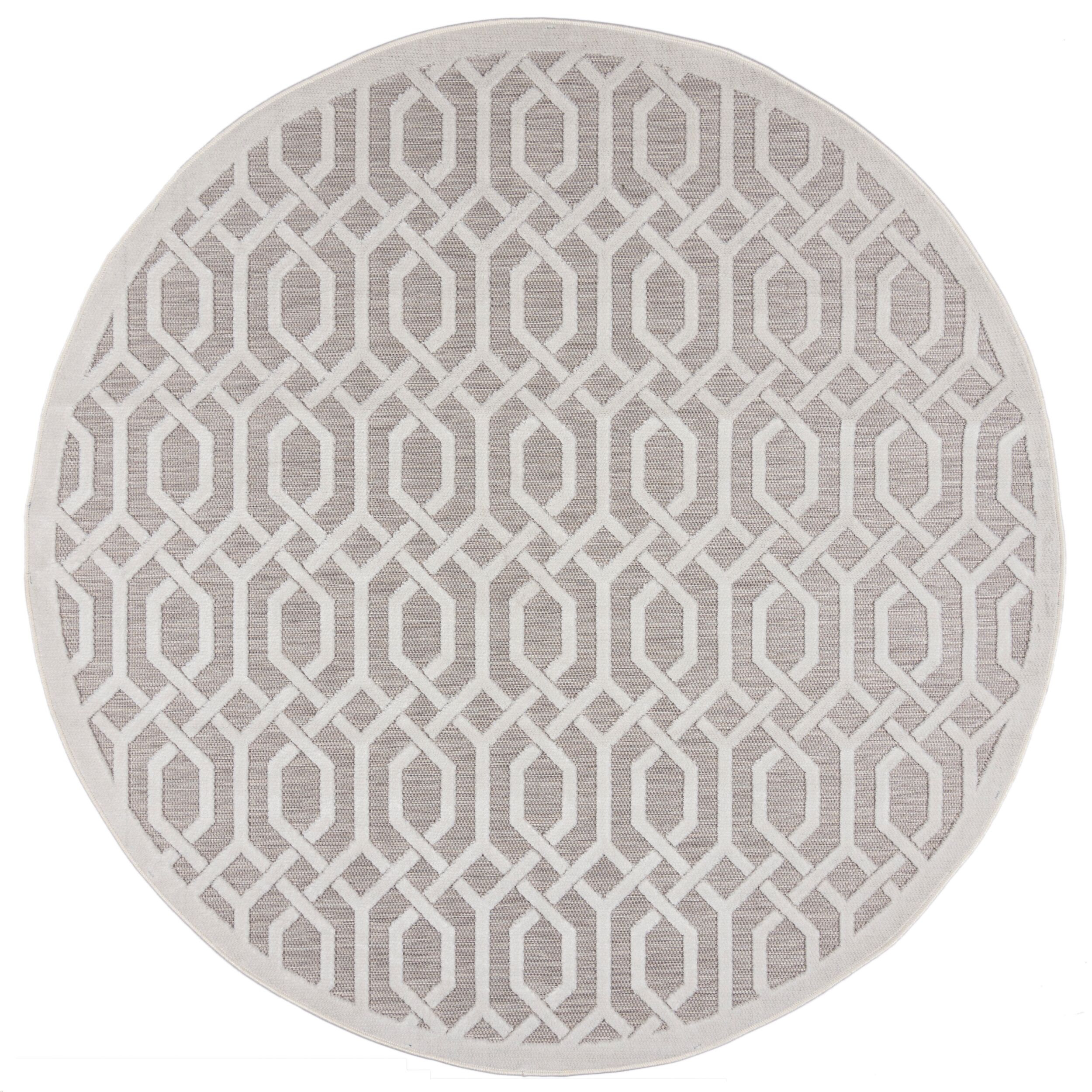 Flair Rugs, Kusový koberec Piatto Mondo Natural kruh – na von aj na doma, 160x160 (priemer) kruh, béžová, chodba / predsieň