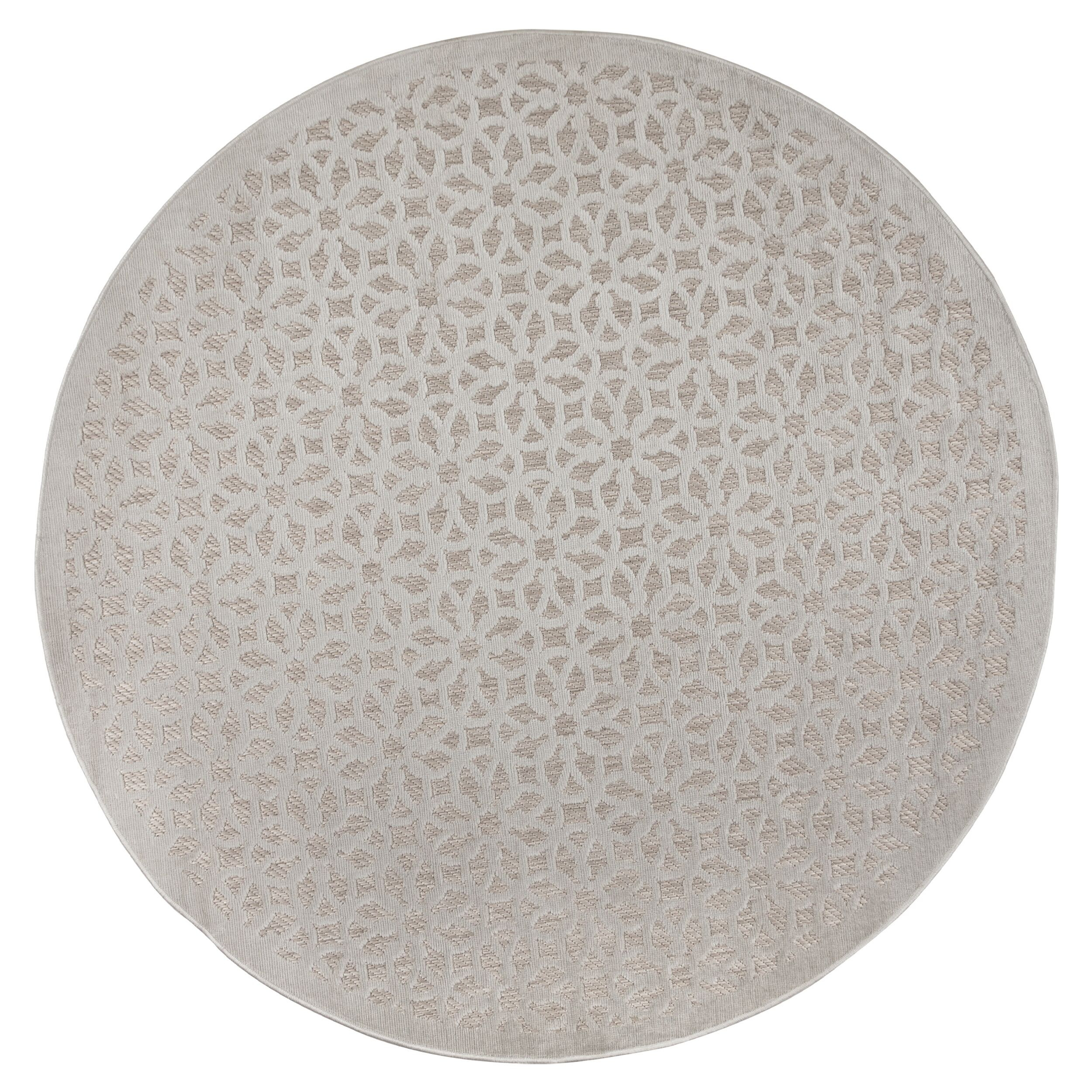 Flair Rugs, Kusový koberec Piatto Argento Silver kruh – na von aj na doma, 160x160 (priemer) kruh, béžová, chodba / predsieň