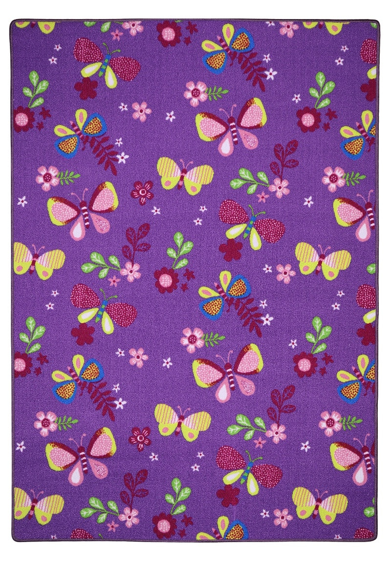 Vopi, Detský kusový koberec Motýlik 5291 fialový, 140x200, fialová, detská izba