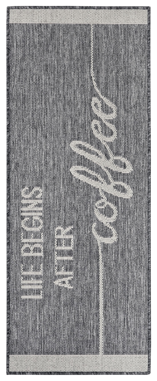 Hanse Home, Behúň Cucina Life Begins After Coffee 105627 Grey Cream, 62x150, šedá, kuchyňa