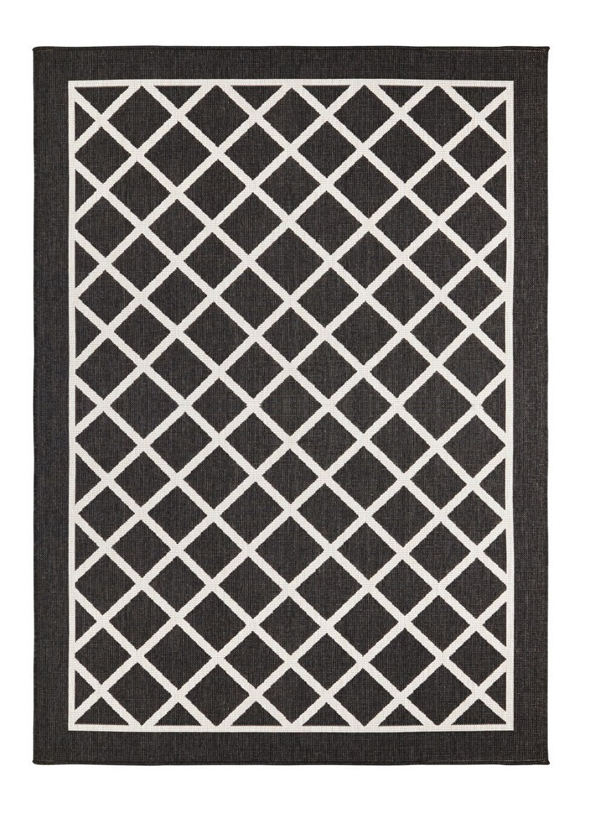 Hanse Home, Kusový koberec Twin Supreme 103425 Sydney black creme – na von aj na doma, 160x230, čierna, chodba / predsieň