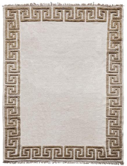 Diamond Carpets India, Ručne viazaný kusový koberec Greek DESP P86 Ivory White Antique Mud, 140x200, biela, chodba / predsieň