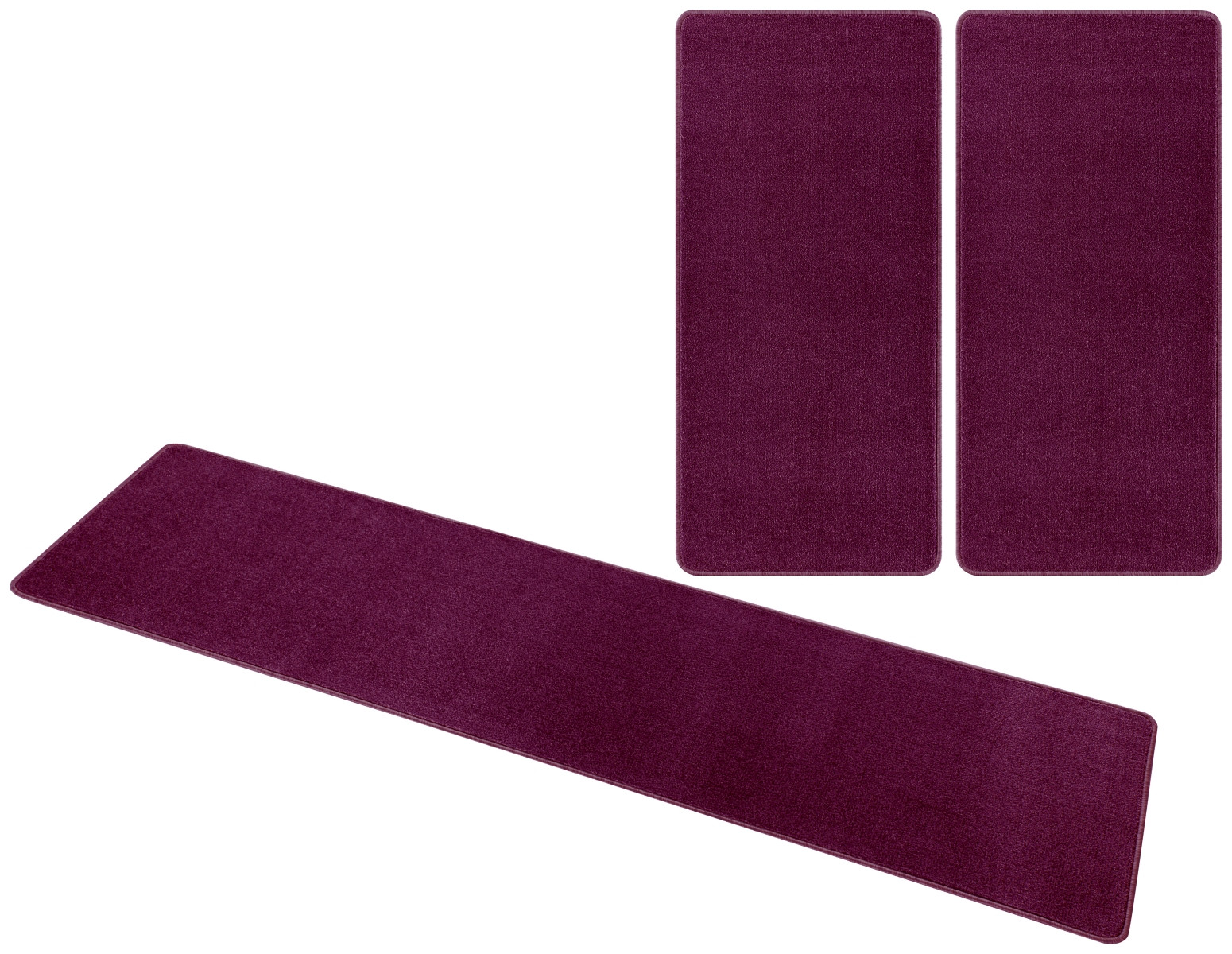 Hanse Home, Kobercová sada Nasty 102368 Blackberry, 3 diely: 70x140 cm (2x), 70x240 cm (1x), fialová, spálňa