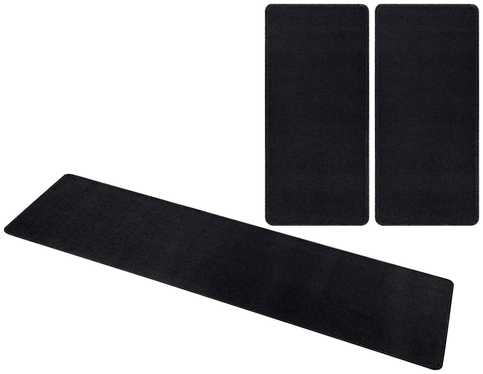 Hanse Home, Kobercová sada Nasty 102055 Schwarz, 3 diely: 70x140 cm (2x), 70x240 cm (1x), čierna, spálňa