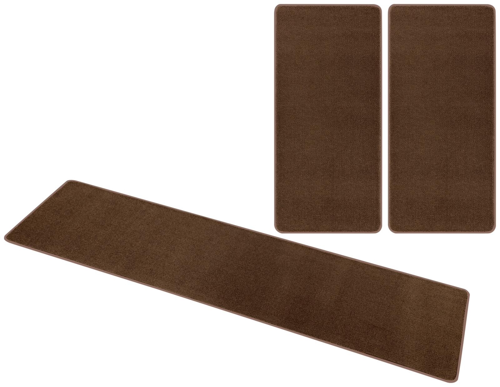 Hanse Home, Kobercová sada Nasty 101154 Braun, 3 diely: 70x140 cm (2x), 70x240 cm (1x), hnedá, spálňa