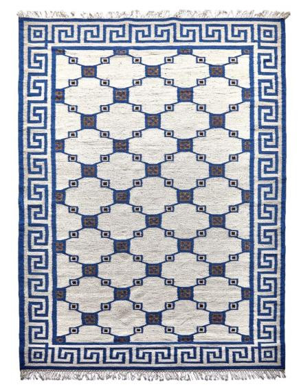 Diamond Carpets India, Ručne viazaný kusový koberec Geo DESP P82 Silver Blue, 120x170, modrá, chodba / predsieň