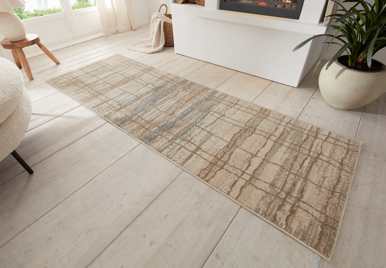 Hanse Home, Kusový koberec Terrain 105601 Jord Cream Blue, 80x200, béžová, obývacia izba