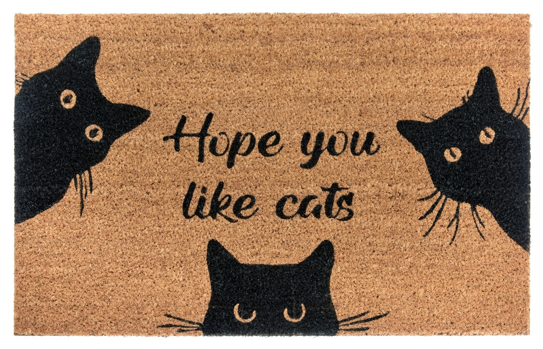Hanse Home, Rohožka Hope you like cats 105667 – na von aj na doma, 45x75, hnedá, chodba / predsieň