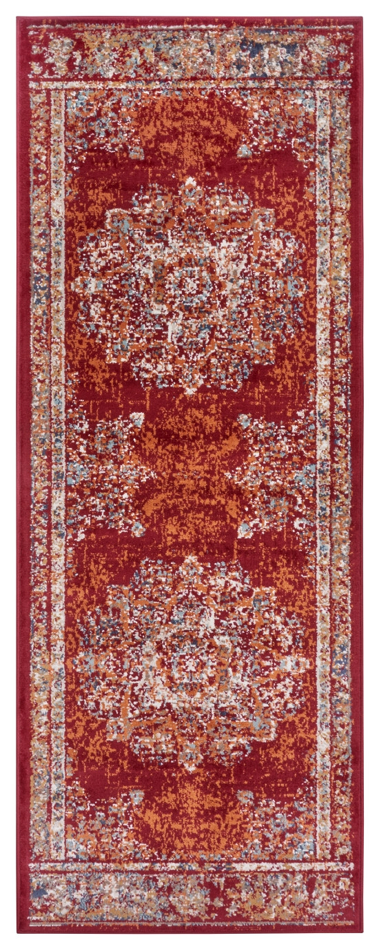 Hanse Home, Kusový koberec Luxor 105638 Maderno Red Multicolor, 80x240, červená, obývacia izba