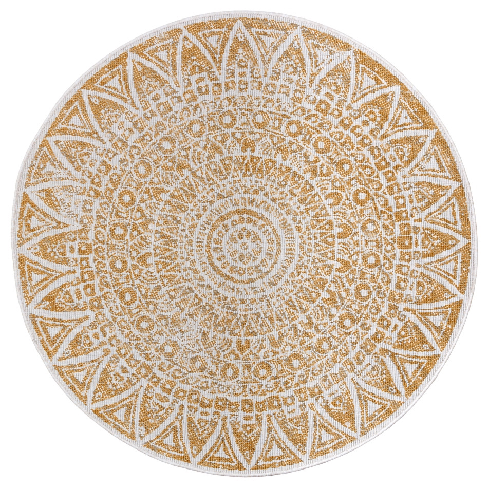 Mujkoberec Original, Kusový koberec Mujkoberec Original Nora 105792 Ochre kruh – na von aj na doma, 100x100 (priemer) kruh, žltá, chodba / predsieň