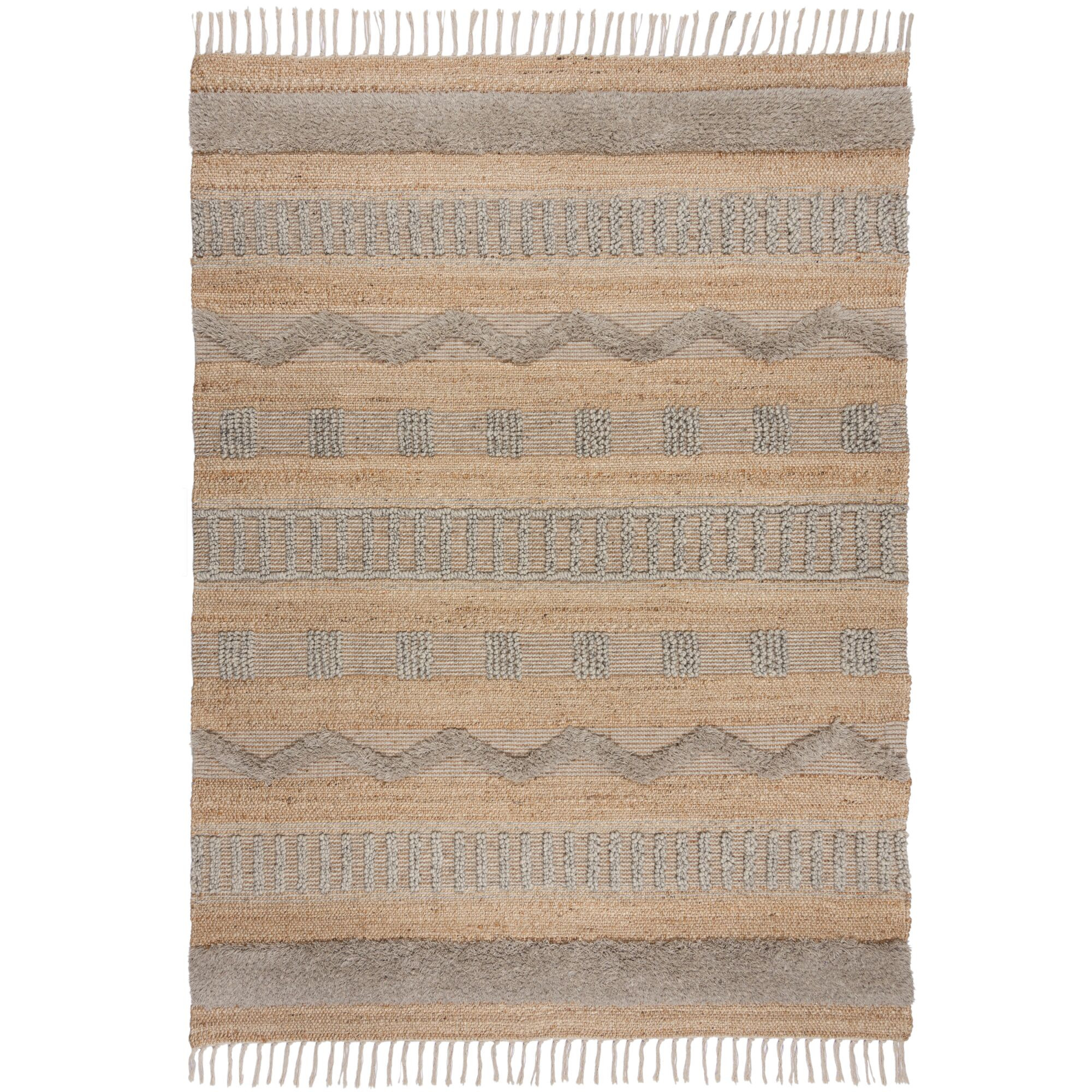 Flair Rugs, Kusový koberec Jubilant Medina Jute Natural/Grey, 120x170, béžová, obývacia izba