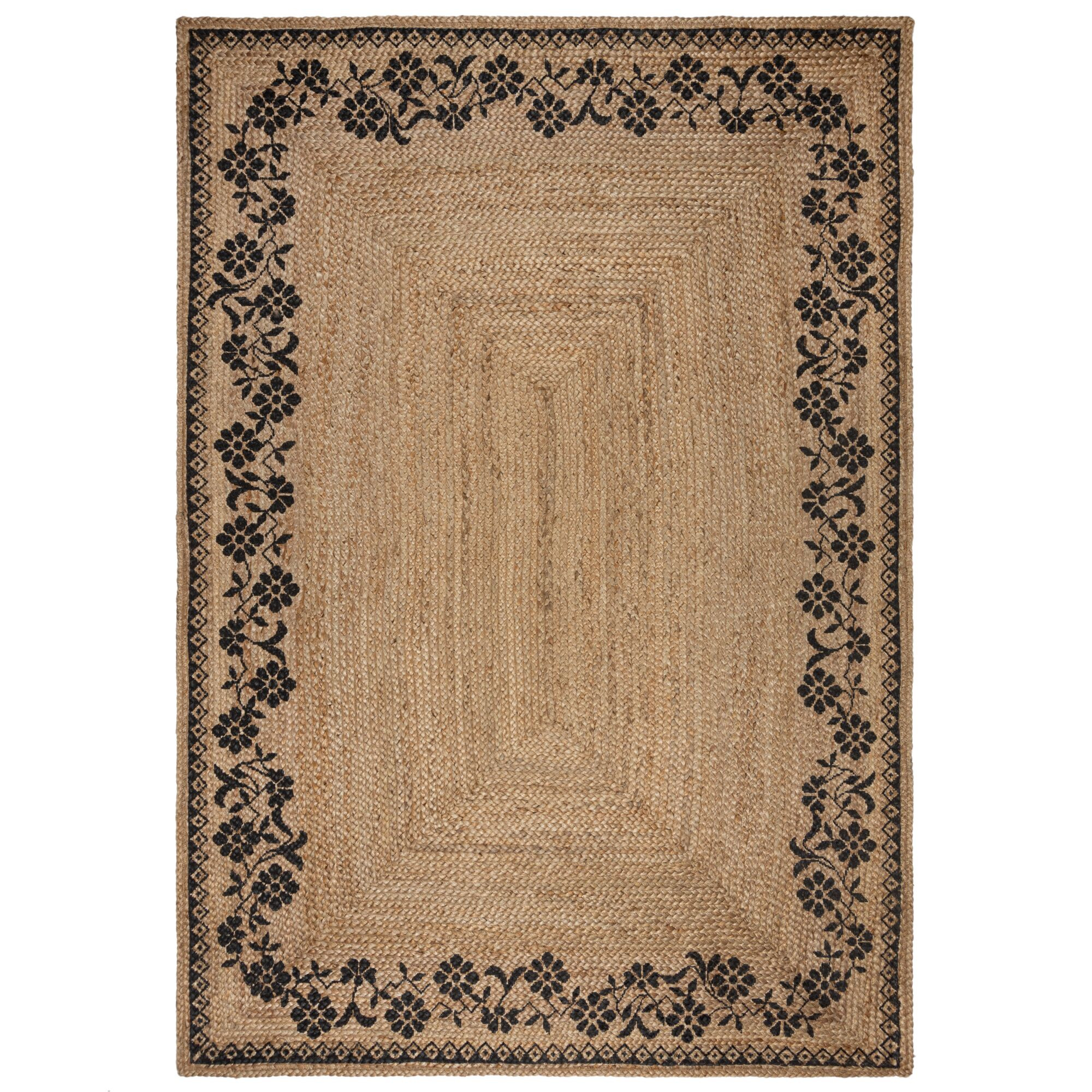 Flair Rugs, Kusový koberec Printed Jute Maisie Natural/Black, 80x150, béžová, chodba / predsieň