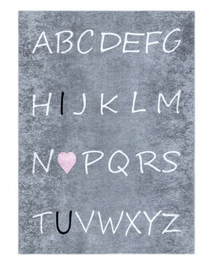 Dywany Łuszczów, Detský kusový koberec Junior 52106.801 Alphabet grey, 160x220, šedá, detská izba
