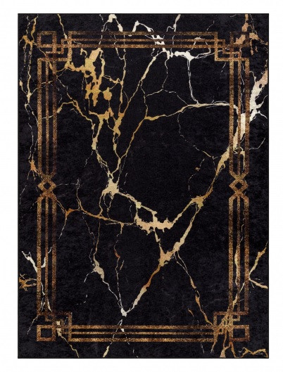 Dywany Łuszczów, Kusový koberec Miro 51333.801 Marble black/gold, 120x170, čierna, chodba / predsieň