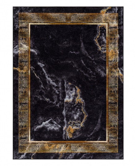Dywany Łuszczów, Kusový koberec Miro 51278.809 Marble black/gold, 80x150, čierna, chodba / predsieň