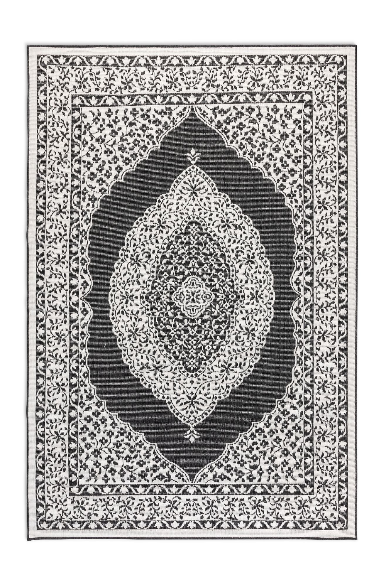 ELLE Decoration, Kusový koberec Gemini 106024 Black z kolekcie Elle – na von aj na doma, 80x150, čiernobiela, chodba / predsieň