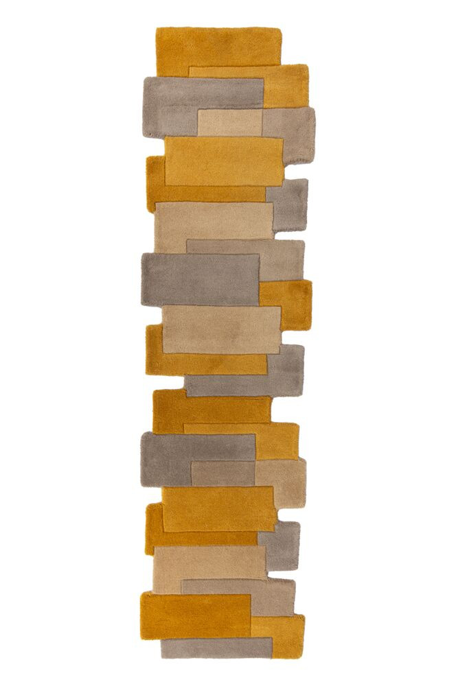 Flair Rugs, Behúň Abstract Collage Ochre/Natural, 60x230, žltá, chodba / predsieň