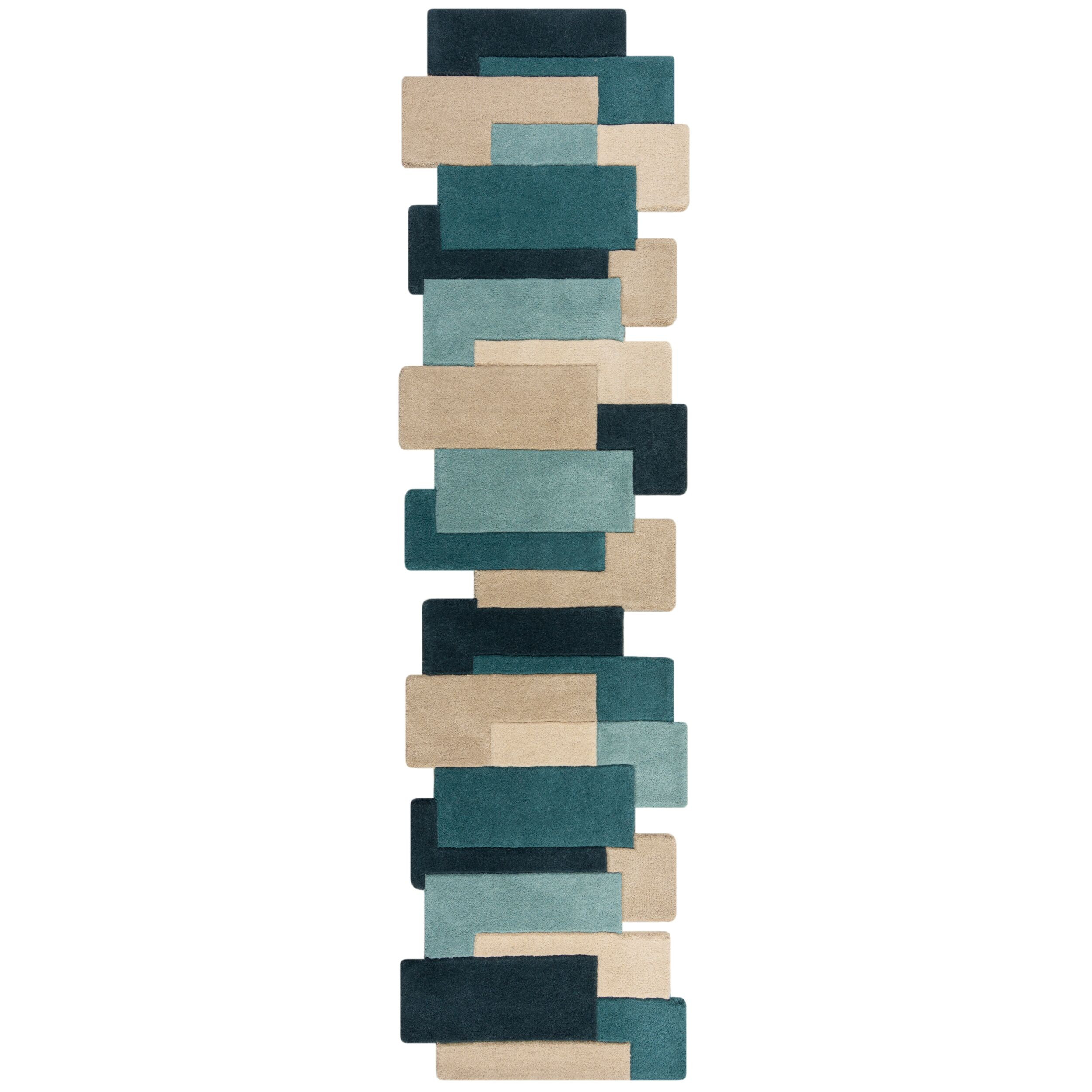 Flair Rugs, Behúň Abstract Collage Teal, 60x230, modrá, chodba / predsieň