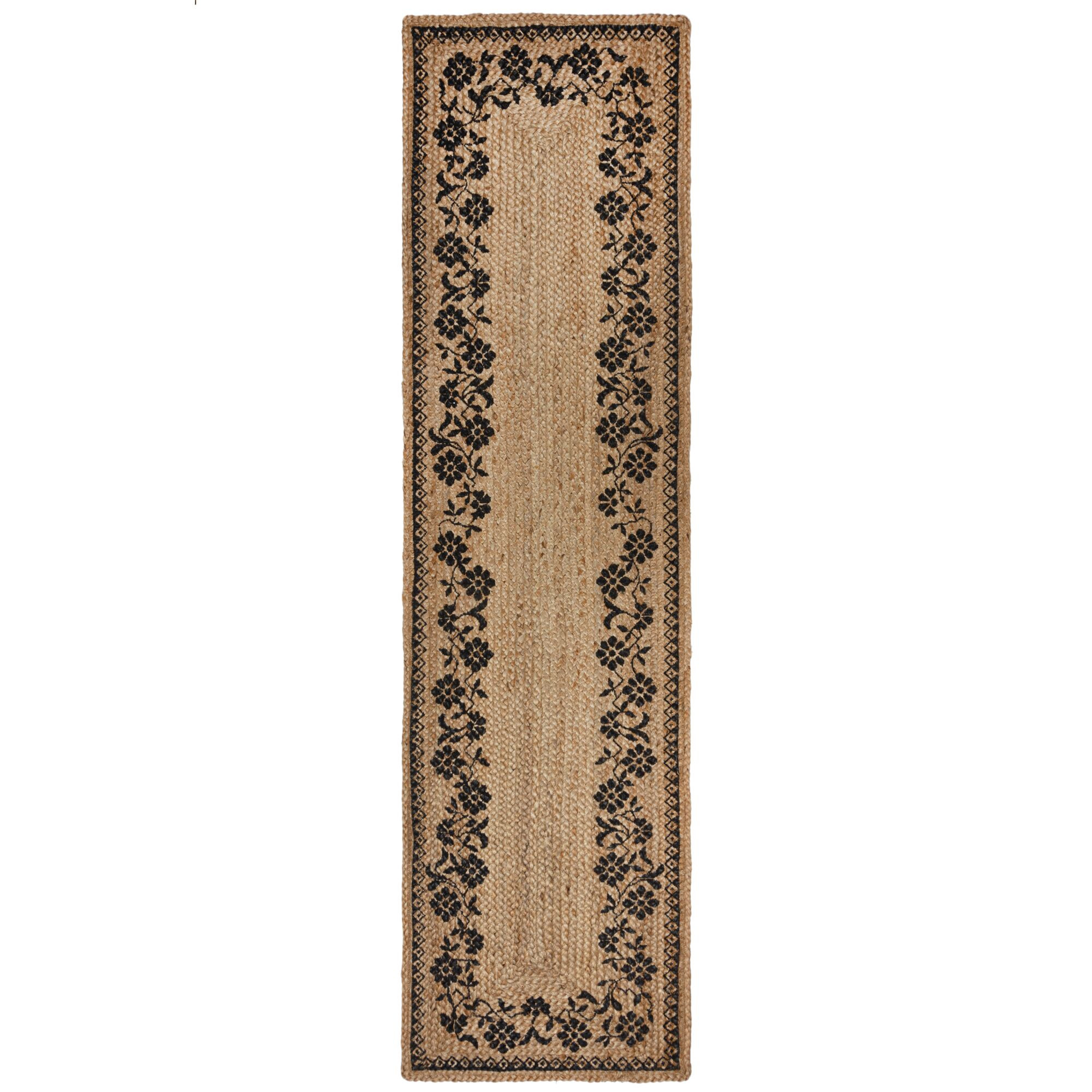 Flair Rugs, Behúň Printed Jute Maisie Natural/Black, 60x230, béžová, chodba / predsieň