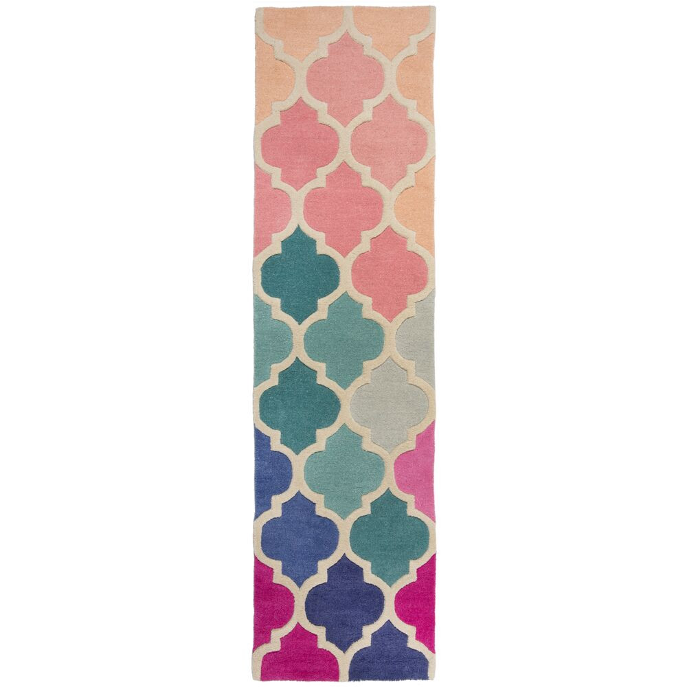Flair Rugs, Ručne všívaný behúň Illusion Rosella Pink/Blue, 60x230, viacfarebná, chodba / predsieň