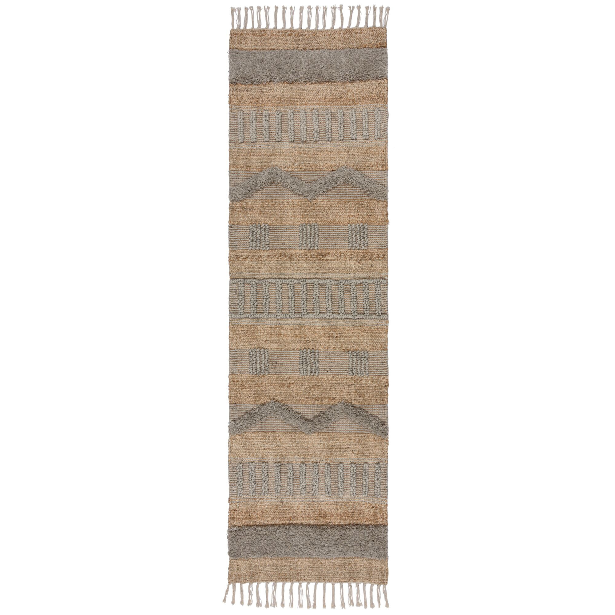 Flair Rugs, Behúň Jubilant Medina Jute Natural/Grey, 60x230, béžová, obývacia izba