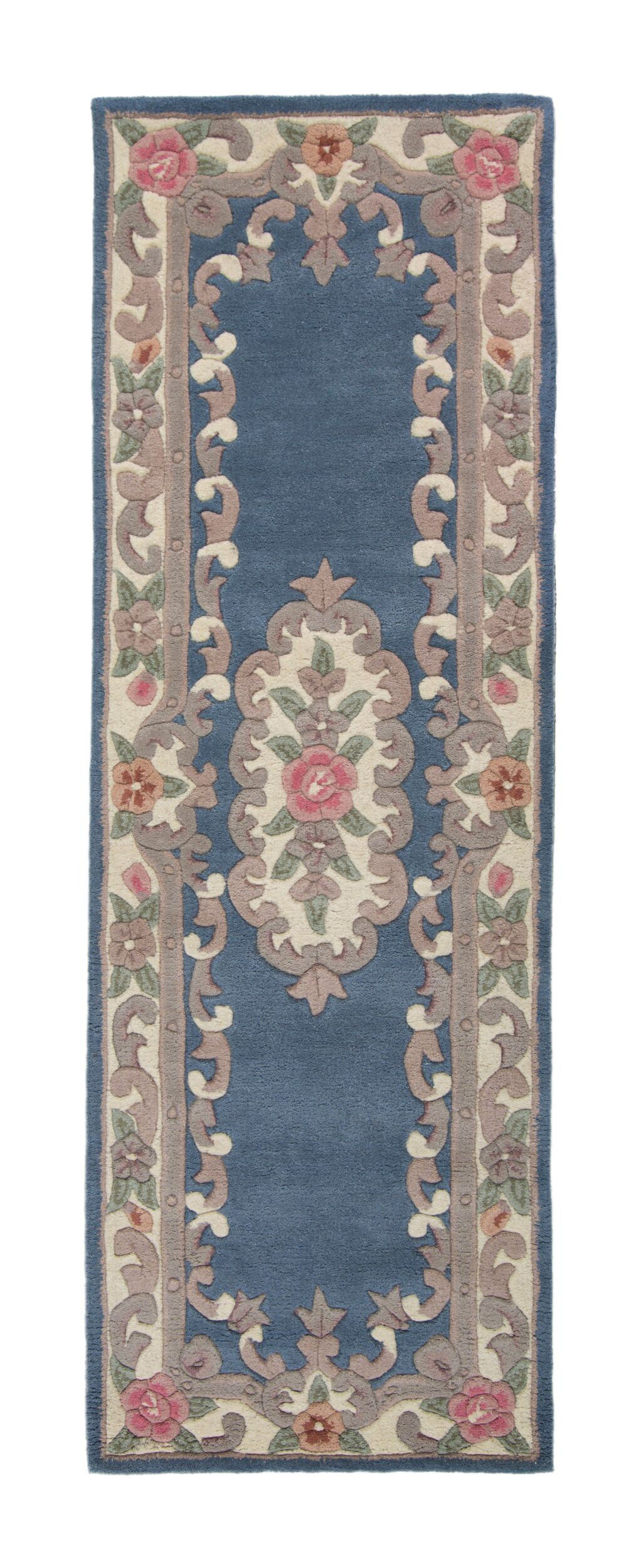Flair Rugs, Ručne všívaný behúň Lotus premium Blue, 67x210, modrá, chodba / predsieň