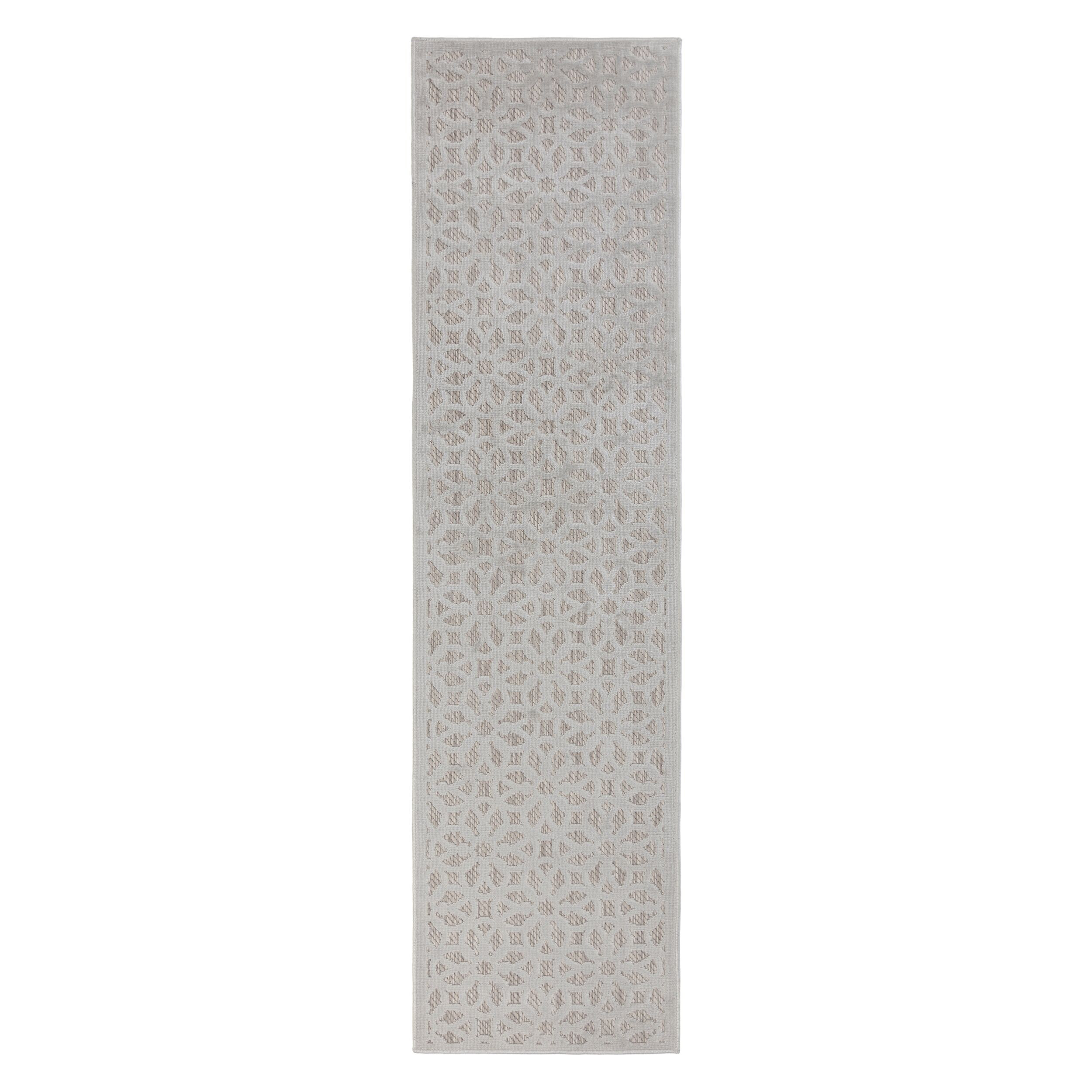 Flair Rugs, Behúň Piatto Argento Silver – na von aj na doma, 66x230, šedá, chodba / predsieň