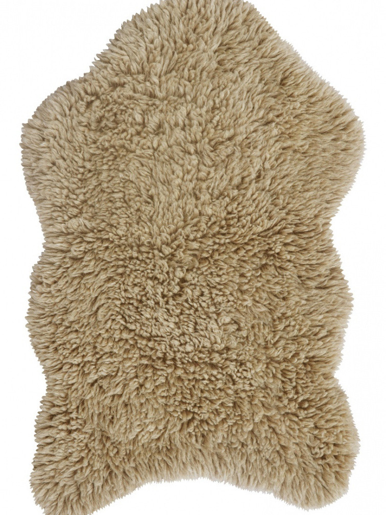 Lorena Canals, Vlnený koberec Woolly - Sheep Beige, 75x110 tvar kožušiny, béžová, obývacia izba