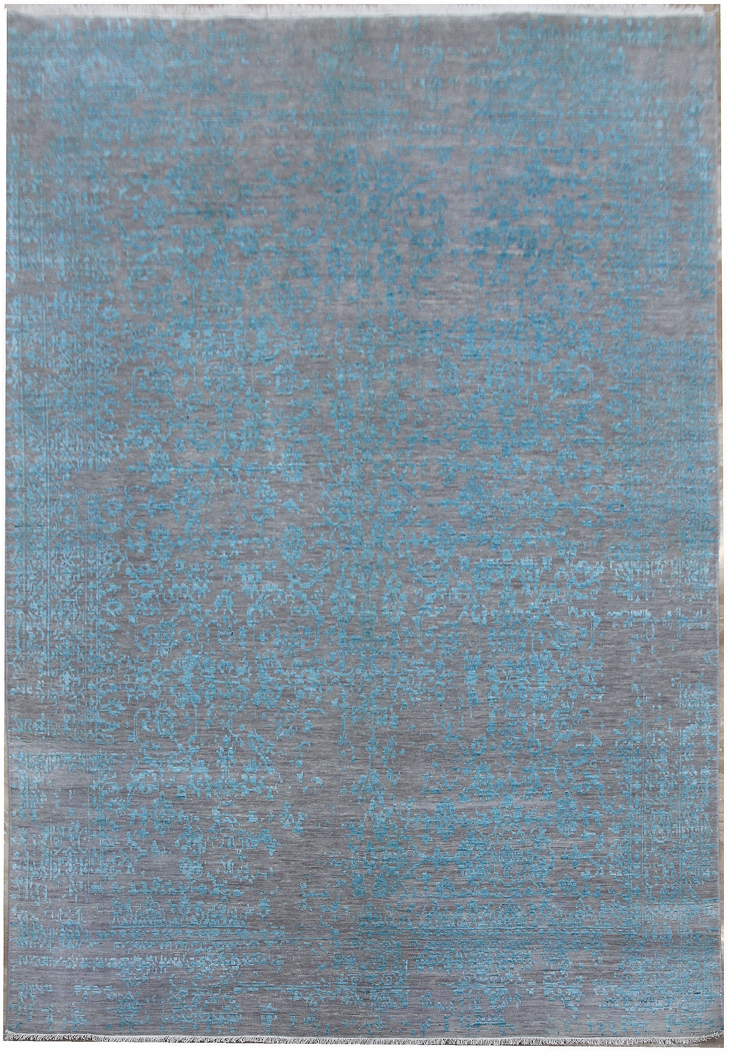 Diamond Carpets India, AKCIA: 140x200 cm Ručne viazaný kusový koberec Diamond DC-JK 1 Silver / light blue, modrá, chodba / predsieň