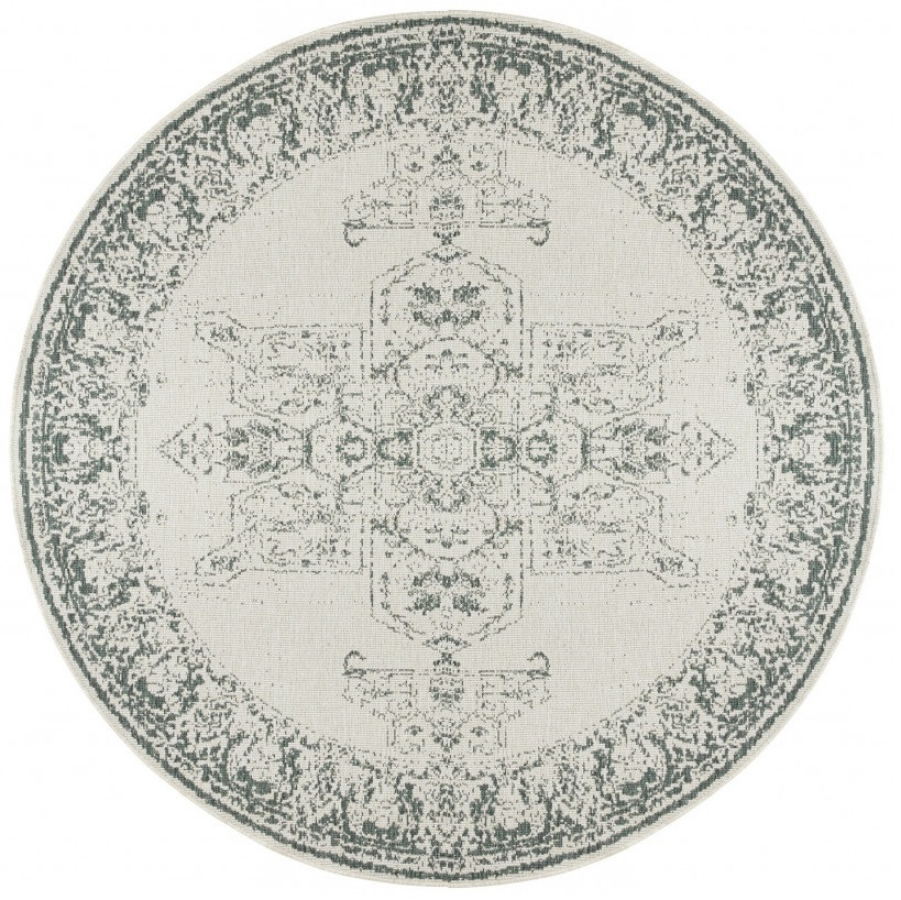 Hanse Home, Kusový koberec Twin Supreme 104139 Green / Cream kruh – na von aj na doma, 140x140 (priemer) kruh, zelená, chodba / predsieň