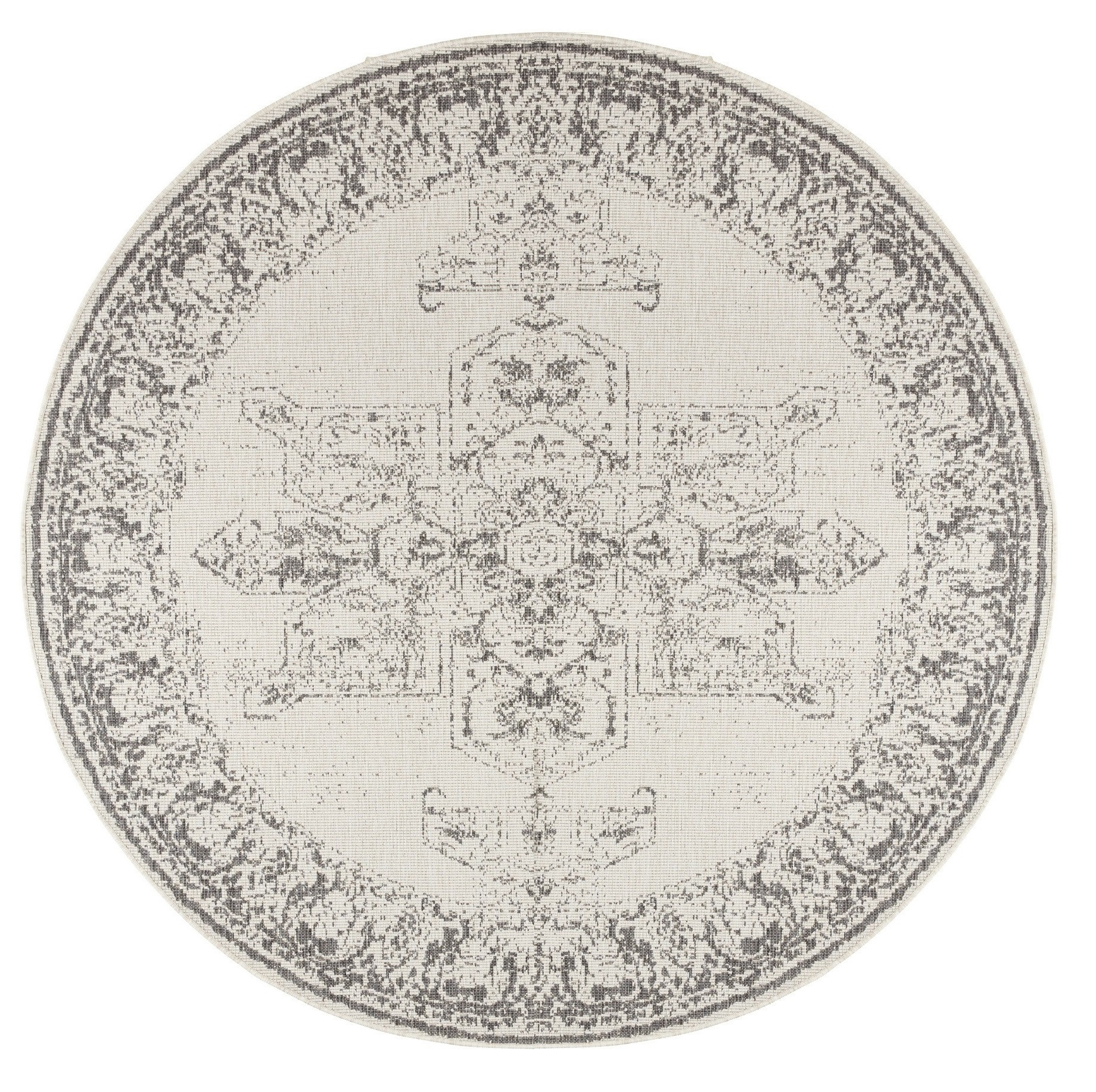 Hanse Home, Kusový koberec Twin Supreme 104136 Grey / Cream kruh – na von aj na doma, 140x140 (priemer) kruh, šedá, chodba / predsieň