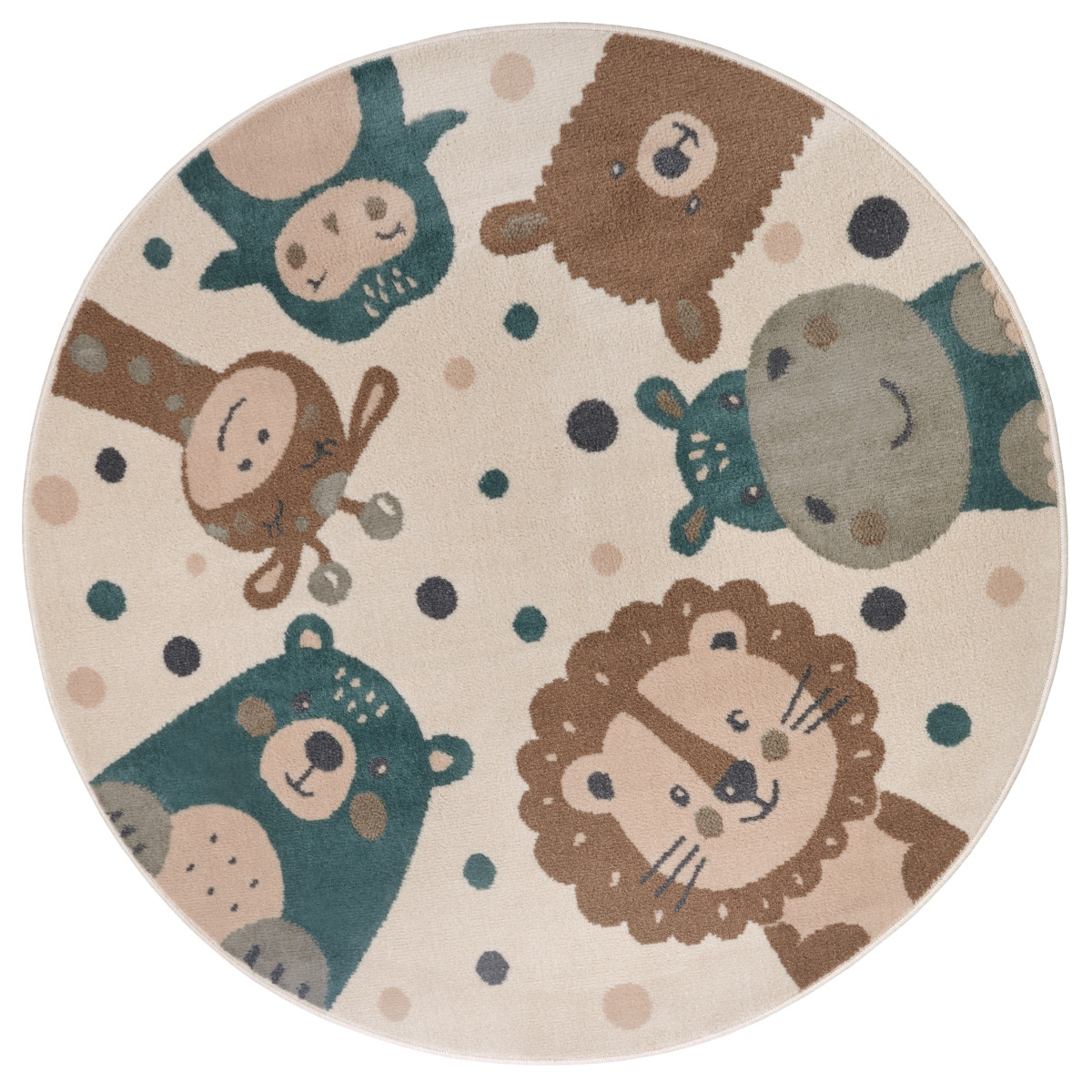Hanse Home, Detský koberček Adventures 105968 Cream Brown Blue kruh, 100x100 (priemer) kruh, viacfarebná, detská izba