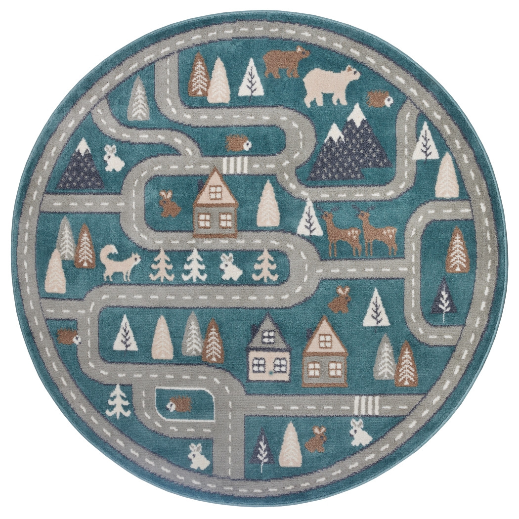 Hanse Home, Detský koberec Adventures 105967 Blue Grey kruh, 140x140 (priemer) kruh, modrá, detská izba