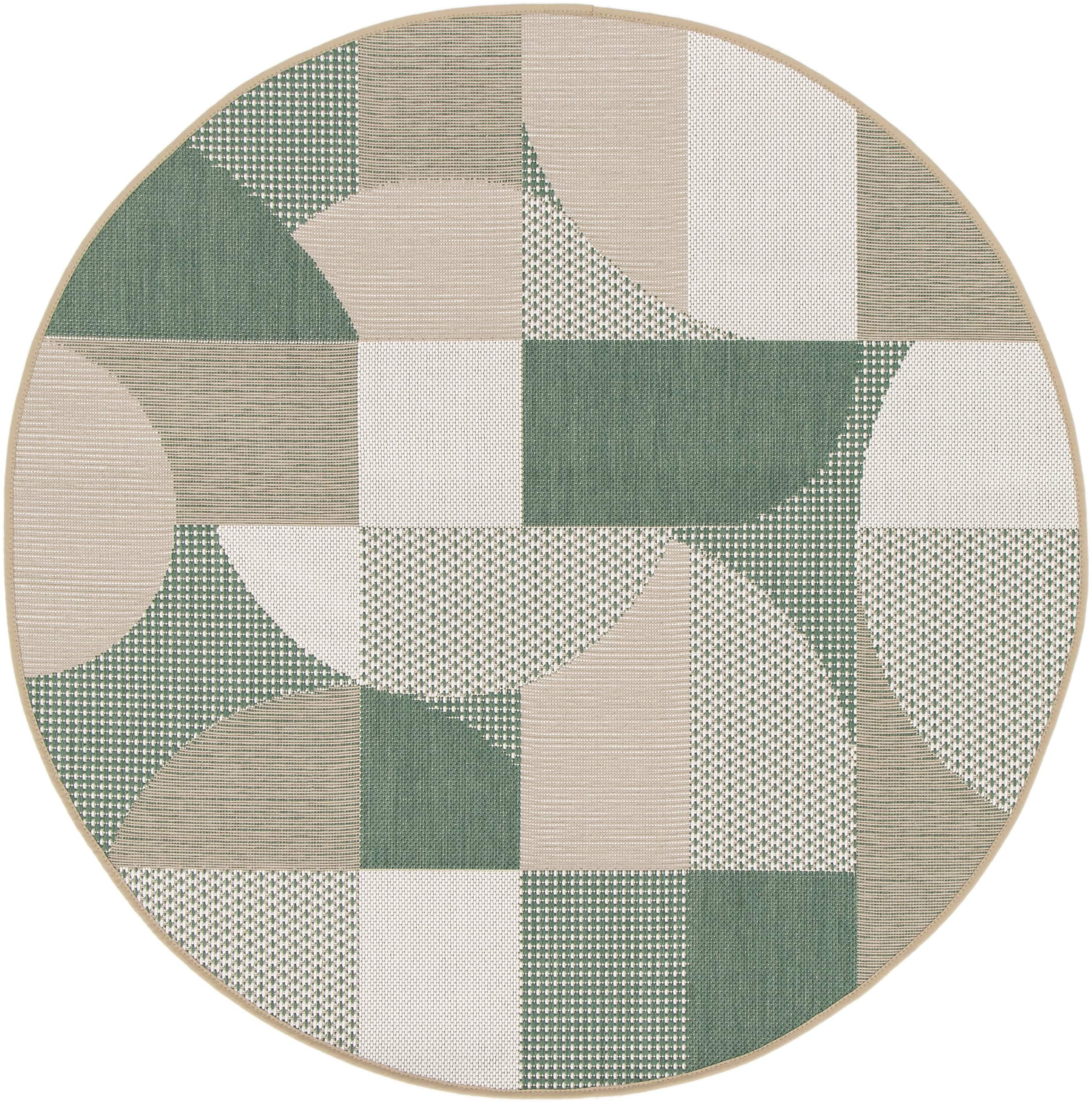 Balta, Kusový koberec Palma Natural 16736-642 kruh – na von aj na doma, 120x120 (priemer) kruh, zelená, chodba / predsieň