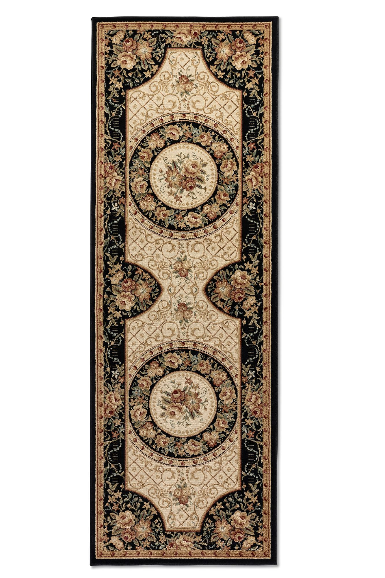 Hanse Home, Behúň Herat 105993 Black Cream, 80x240, čierna, chodba / predsieň