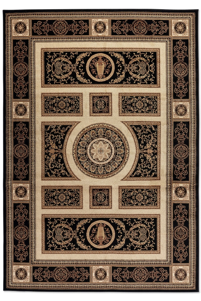 Hanse Home, Kusový koberec Herat 105989 Black Cream, 200x280, čierna, chodba / predsieň