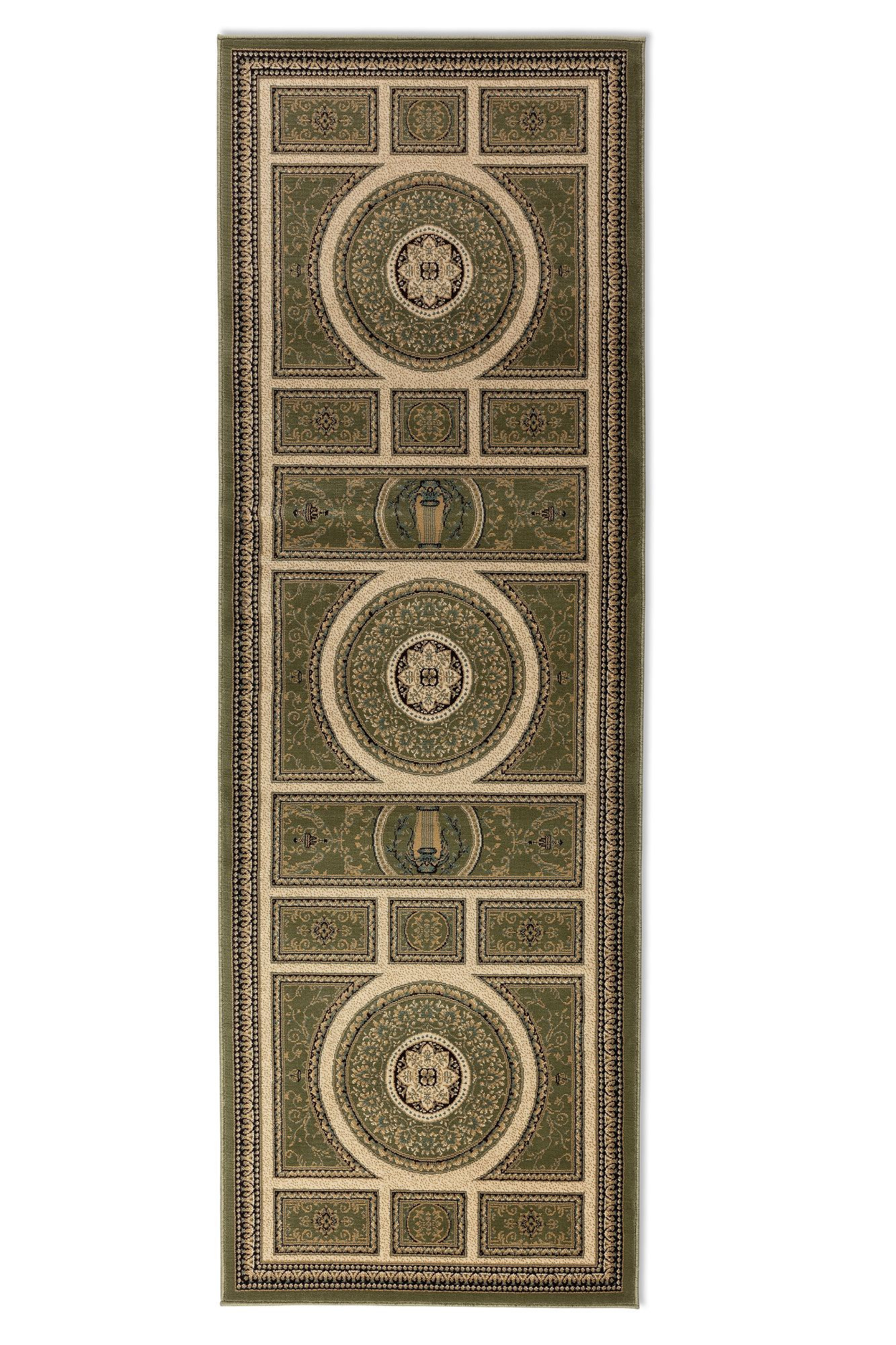 Hanse Home, Behúň Herat 105991 Green Cream, 80x240, zelená, chodba / predsieň