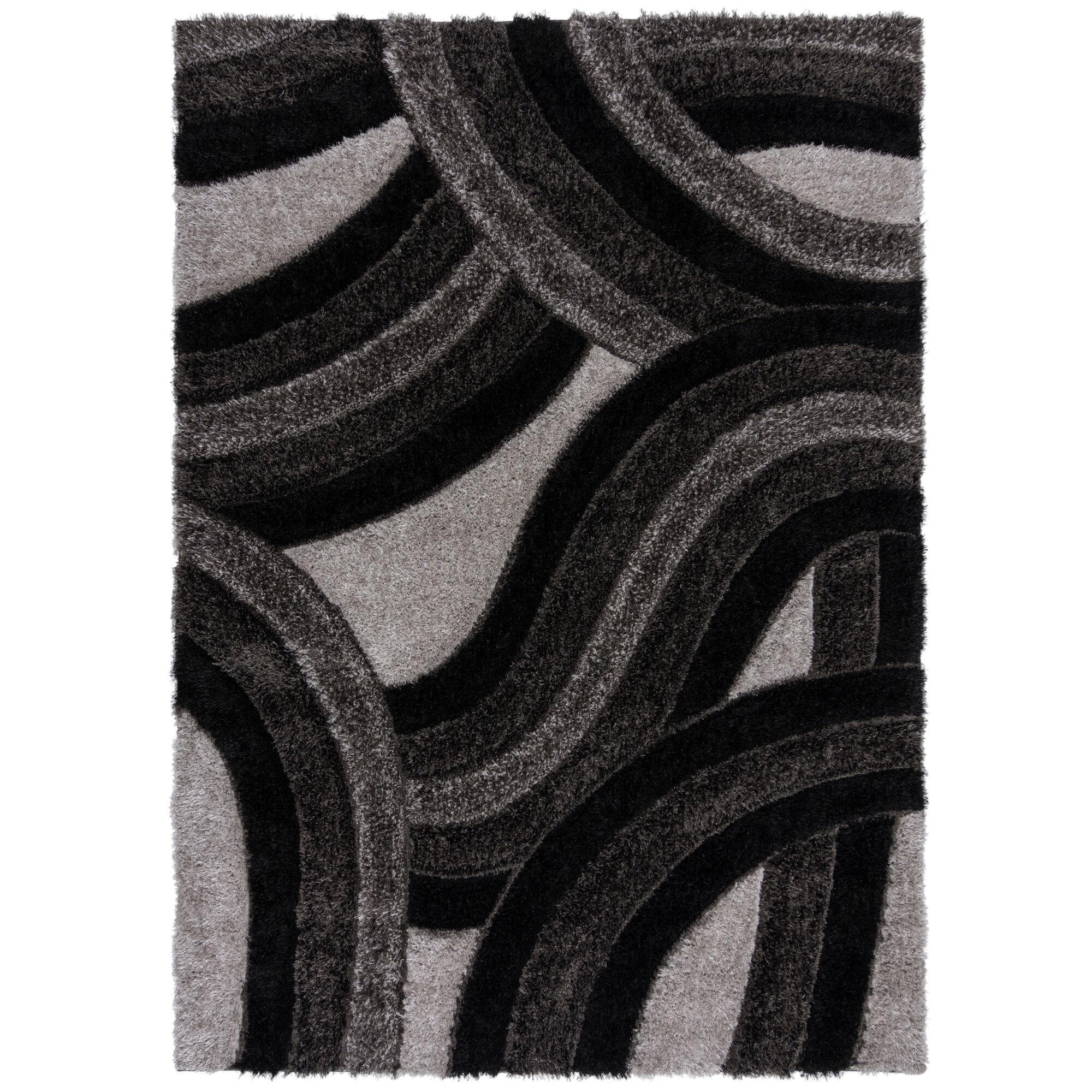 Flair Rugs, Kusový koberec Indulgence Velvet Carved Grey/Black, 80x150, čierna, obývacia izba