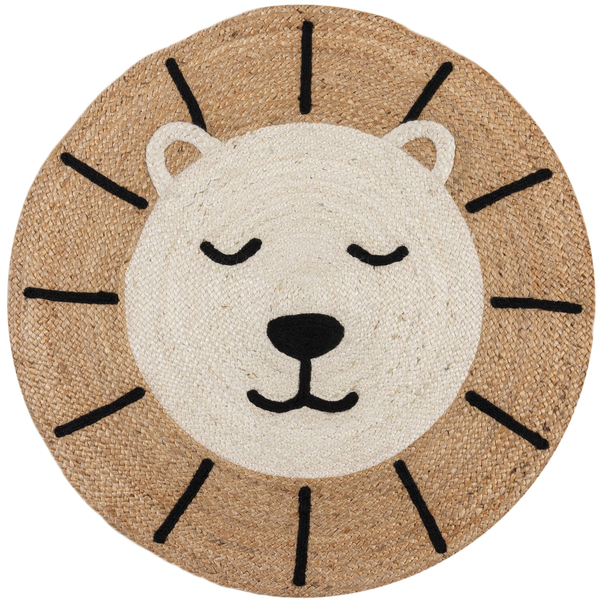 Flair Rugs, Detský koberček Jute Kids Lion Natural, 100x100 (priemer) kruh, béžová, detská izba